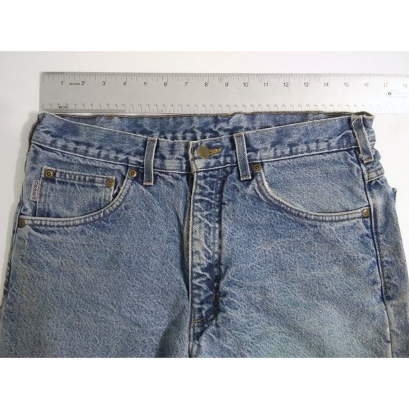 Vintage Carhartt Mens 33x30 Flannel Lined Blue Jeans Pants Distressed B21DST USA - Picture 12 of 12